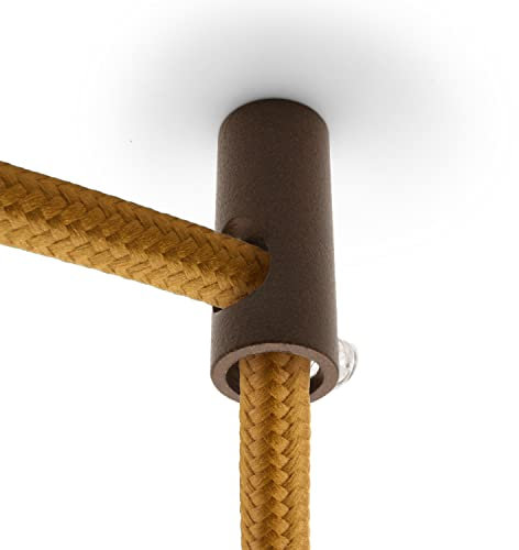 Amarcords - 5 Descentralizadores gancho verticales y prensacables de aluminio con ajuste de cable visible, para lámparas abatibles verticales y suspensiones. Color CORTEN