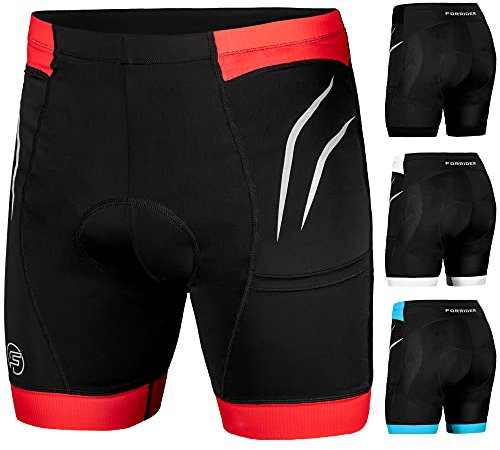 Forrider Fahrradhose Gepolsterte Radlerhose für Herren Frauen Fahrrad Hose mit 4D Sitzpolster Atmungsaktiv (DE/NL/SE/PL, Alphanumerisch, S, Regular, Regular, Race Red)