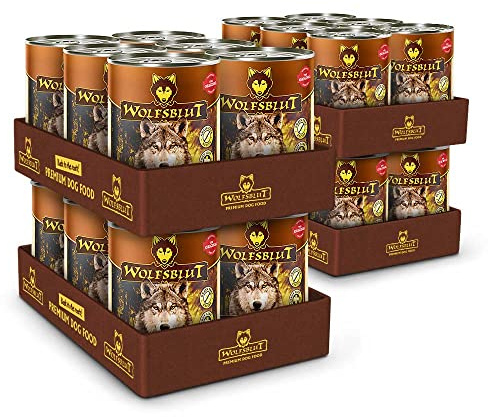 WOLFSBLUT – Deep Glade Adult | Nassfutter mit natürlichen Zutaten und wertvollen Superfoods für ausgewachsene Hunde. Getreidefreies Alleinfutter ohne Zusatzstoffe in der Dose | 24x395g Hirsch