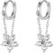 Reffeer 925 Sterling Silber Blumen Creolen für Frauen Blumen Ohrringe Tropfen (A-Silver)