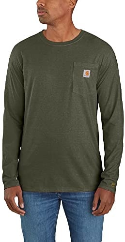 Carhartt Herren Langarmshirt Force Flex Pocket, Basil Heather, Größe: M