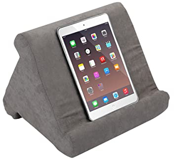Orange Donkey Tablet Pillow - 29 x 23 x 26 cm - Tablet-Halter für Buchständer - Mehrseitiger IPad Ständer mit 3 verschiedenen Seiten - Handyständer für den Tisch – Leseständer (Grau)