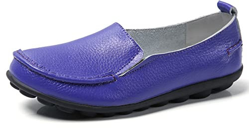 JeathFea Mocassini casual da donna in pelle morbida leggera classica penny slip on loafer outdoor indoor a piedi mocassini scarpe basse per donne infermiere Loafer scarpe piatte, viola., 43 EU