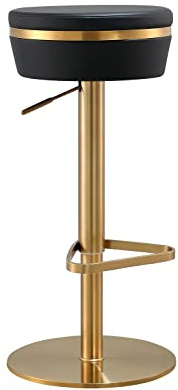 Tov Furniture Astro Round Upholstered Adjustable Stool (Black and Gold)