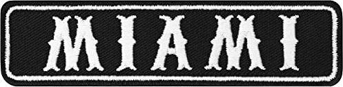 Miami Aufnäher/Aufbügler Motorradclub Sticker | Rankpatch Biker Patch zum annähen/aufbügeln | Miami Beach MC Rangabzeichen Applikation Motorcycle club | 100x25mm