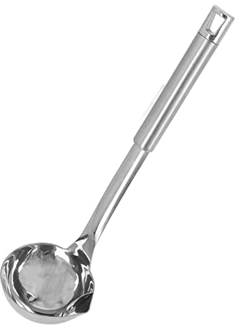 Louche de mise en conserve en acier inoxydable Cyrank, 1 pièce, (-flatware-gravy-ladles-or-flatware-sauce-ladles-), Louche à soupe avec bec verseur, Classique, 31,5 x 9 cm, 192 g