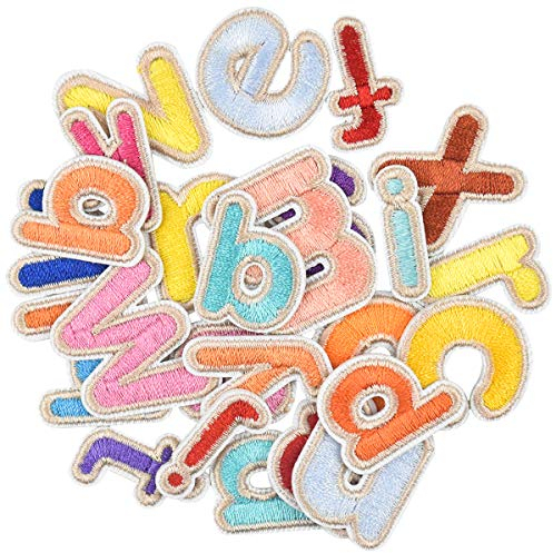 52 Stück Aufnäher Buchstaben, Alphabet Stickerei Patches zum Aufbügeln oder Aufnähen Gestickter A-Z für Jacken, Hemden, Jeans und Basteln Nähprojekten