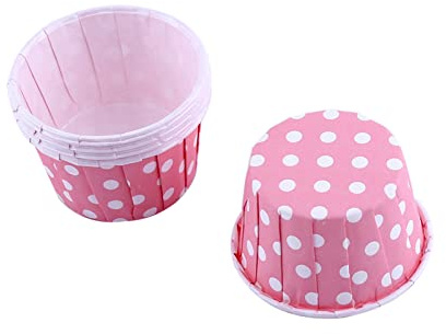 Muffinförmchen Minnie Mouse, Muffinförmchen Baby Party Cupcakes, 100 Stück Pafor Kuchen Cupcake Liner Case Wrapfor Muffin Backförmchen für Party Hochzeit Weiß Backen (rosa Tupfen)
