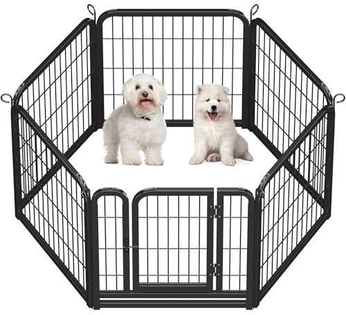 Abician Parc pour Chien en 6 Panneaux Enclos pour Chien en Métal avec Porte Parc pour Animaux de Compagnie 60 cm de Haut Noir