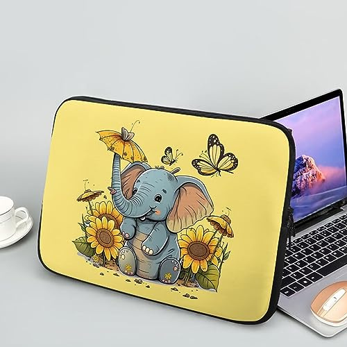 Showudesigns Niedlicher Elefant Laptop-Schutzhülle für Damen und Herren, strapazierfähige Laptoptasche, 30,5 cm (12 Zoll), Laptop-Tragetasche, für Geschäftsreisen, Laptop-Tragetasche, Sonnenblume,