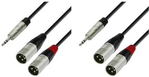 Adam Hall 4 Star Series 1.8m Rean 3.5mm Jack Stereo to 2x XLR Male Audio Kabel (Packung mit 2)