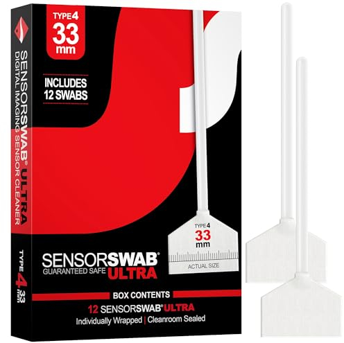 Sensor Swab ULTRA - Tamponi per la pulizia di fotocamere reflex e DSLR di medio formato mirrorless o mirrorless, 33 mm, per la rimozione di polvere e olio, confezione da 12