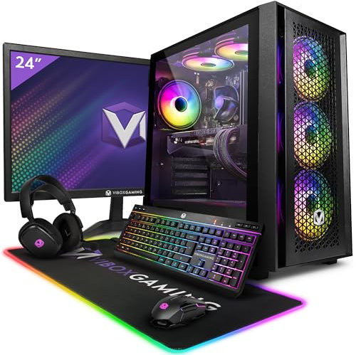 Vibox IV-136 Gaming PC Bundle • AMD Ryzen 7 5700X 4.6GHz • Nvidia RTX 4070 Super 12GB • 32GB RAM • 1TB NVMe SSD • 600W PSU • Windows 11 • 24 Monitor • WiFi • Prebuilt