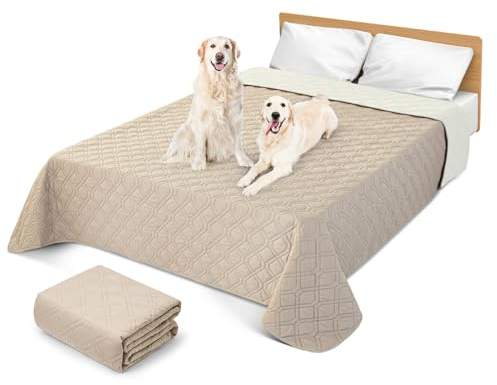 GYURO 100% wasserdichte Hundedecke-Beidseitig verfügbar und weich Hundematte für großeund kleine Hunde,Schutz für Sofa & Bett& Auto - in der Waschmaschine waschbar (Khaki, 97 * 190CM)