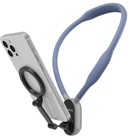 amorus Hals-Handyhalterung, freihändig, magnetische Handy-Brusthalterung für Handys, Hals-Halterung, POV-Aufnahme/Vlogging für iPhone 15, 14, 13, 12, alle Modelle und jedes Handy mit Magnetring, Blau
