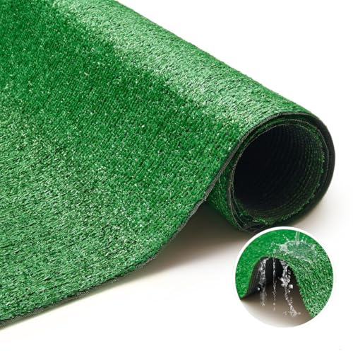 TAPISO Natural Rasenteppich Kunstrasen Grün für Garten Balkone Terrassen Wintergärten - Höhe:6 mm Meterware 100 x 550 cm