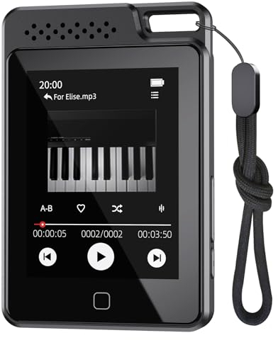 64GB MP3 Player mit Bluetooth 5.3, 2.4 Full Touchscreen Metallabdeckung Tragbarer mit Lautsprecher, Sprachaufzeichnung, FM Radio, Unterstützung 128GB Kinder MP3 Player