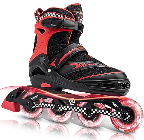 Ruthfot Verstellbarer Inliner für Kinder Jungen und Mädchen mit beleuchteten Rollen, Outdoor Rollerskates für Kinder und Frauen