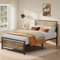 Bealife Plattformbett 120 x 200 cm, Metallrahmenbett 35 cm hoch, Bett mit Holz- und Metallrahmenunterstützung, geräuscharm, robust (Grau, 120x200cm)