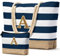 oscaurt Strandtasche Badetasche XXL Shopper Tasche Damen Umhängetasche Wasserdicht Beach Tote Bag mit Reißverschluss Faltbare Reisetasche Travel Bag Sporttasche (A-Dunkel Blau)