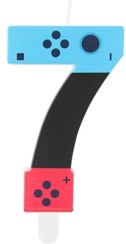Game Controller Birthday Candle, Gaming Party Candle,Boys Girls 7th Birthday Candle,Blue Red Number 7 Candle,Game Controller Cake Topper for Birthday Decorations Party Supplies,Game Theme Decorations