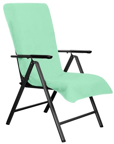 Brandsseller Frottee-Auflage für Gartenstuhl 65x130 cm – XL-Handtuch als Schonbezug für Stuhlpolster aus 100% Baumwolle – rutschfest, waschbar, Öko-Tex – Mint