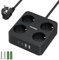 Steckdosenleiste 4 Fach, TOPREK 4000W 16A Mehrfachsteckdose mit USB, 2 USB-A und 2 USB-C Verteilersteckdose mit Schalter, Wandmontage Steckerleiste mit 2M Kabel, Überspannungsschutz