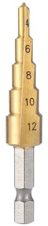 Hermosiey 4-12 mm HSS Stufenbohrer mit Gerader Nut für und Metall, Lochschneider, Kernbohrer, Pagodenbohrer