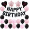 Decorazione di compleanno nera rosa Happy Birthday Ghirlanda palloncini nero decorazione compleanno ragazza Happy Birthday decorazione donna