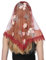 SanHeng Damen Spitze Mantilla Schleier Dreieckschal Blumenmuster Katholischer Kirchenschleier Kapellenschleier Kopfbedeckung Stickerei Quaste Schal Stola Kirche Latin Mass Hochzeit Haarschmuck (Rot)