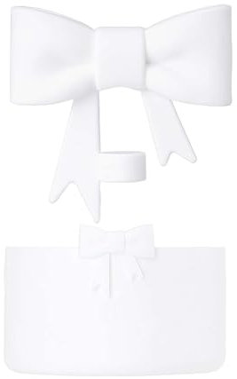 Cute Bow Straw Topper and Boot Sleeve 1set, 10mm Reusable Silicone Straw Covers and 7.5cm Silicone cup bottom protector for Stanley Cup accessories, Cute Bow straw toppers (White)