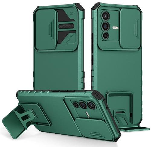 Lucyliy Hülle für vivo V23 5G Hülle Kompatibel mit vivo V23 5G Handyhülle case PC backptare+TPU Soft Shell+Ring Stand ZJ-LTT Dark Green