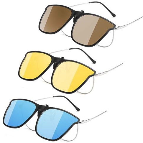 TownTop 3 Stück Polarisiert Sonnenbrillen Aufsatz Brille, Clip On Sonnenbrille, Sonnenbrille für Brillenträger, Anhebbar und Ultraleicht Aufsteck Sonnenbrille zum Aufstecken, Herren, Damen 100% UV400