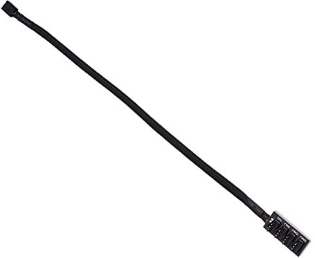 4-Pin Power Cable Adapter Sleeve for CPU/Case Fan, Multi Splitter Connector, PWM Function, Black, Supports 3-Pin/4-Pin Cooling Systems
