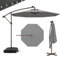 GOPLUS Parasol de Jardin Extérieur avec Pied, 3M Parasol Déporté Inclinable, avec 8 Baleines 40 Lampes Solaires, Grand Parasol pour Terrasse Plage Cour (Gris)