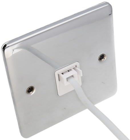 DETA VE1352CHW 1G Master BT Telephone Socket Primary Wall Faceplate Chrome White