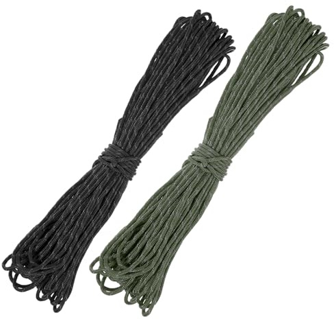 TIXIPEM 2 mm 66FT Reflective Guyline Camping Paracord [2PCS] - Guy Lines Ultralight Thin Cord Rope 3 Strands Paracord Use for Camping Tents & Tarps & Hiking - [Black, Dark Green]