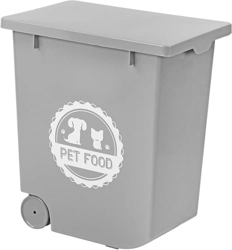 Home Beauty 20 L Airtight Plastic Pet Food Storage Bin with Flip‑Top Lid & Wheels Bin for Dogs, Large Cat Food Container – Animal/Bird Seed Dispenser (Grey, 20L/10KG)