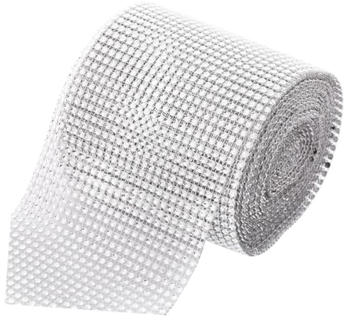 Homoyoyo Strassband Silber Hochzeitsdeko Reihig Glitzerndes Diamantband zum Schneiden für Torten Geschenkverpackung DIY Dekoration Vielseitiges Verschleißfestes Strass Mesh Band