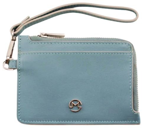 The Looplet Wrist Purse by Mala Leather– Genuine Leather Small Wallet with Detachable Strap, RFID Protection, Card Slots, ID Window & Coin Pocket (Steel Blue)
