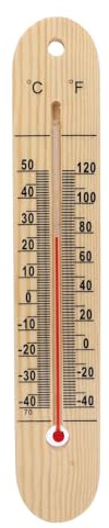 Oreilet Innen Außenthermometer, Dekoratives Wandthermometer aus Holz mit Doppelskalen Fahrenheit (℉) und Celsius (℃), Wandtemperaturmessgerät für Terrassengartengewächshäuser