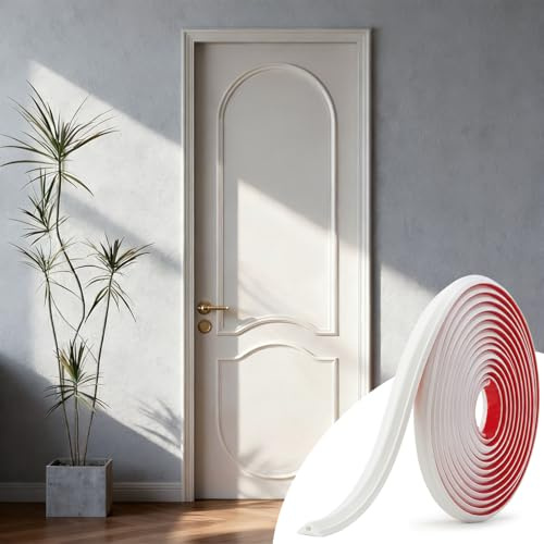 JSIWOTH Moldura Pared Autoadhesiva 6,1m Flexible Blanco | Peel And Stick Moldura Decorativa TPE, Borde Para Espejo Puerta Armario Marco, Instalación Fácil DIY