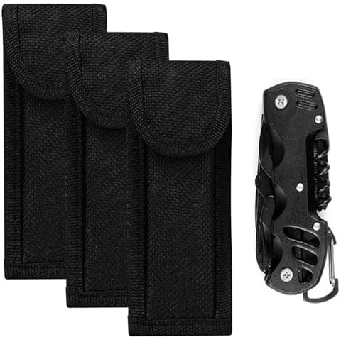 Set di 3 Custodie in Nylon per Coltelli Pieghevoli con Porta Cintura, Sacchetto per Coltelli,Fodero per coltello tascabile,per all'Aperto Campeggio,Pratico Sacchetto da Cintura per Coltelli Tascabili