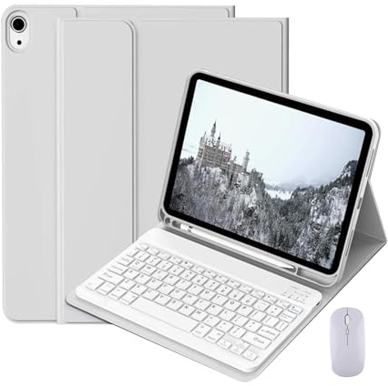 Bueuwe Keyboard Case for Ipad 9.7 Inch 2018/2017 6Th/5Th Generation, Air 2/1, Detachable Wireless Bluetooth Keyboard,Bluetooth Mouse,Gray
