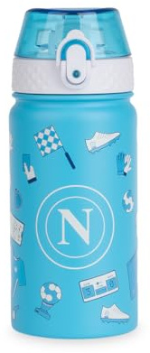 Colourbook Borraccia Termica Bambini 400 Ml Napoli Ufficiale, Acciaio Inox, 12 Ore Caldo Freddo, Beccuccio Silicone, Per Scuola Asilo Sport Piccoli Tifosi (Azzurro)