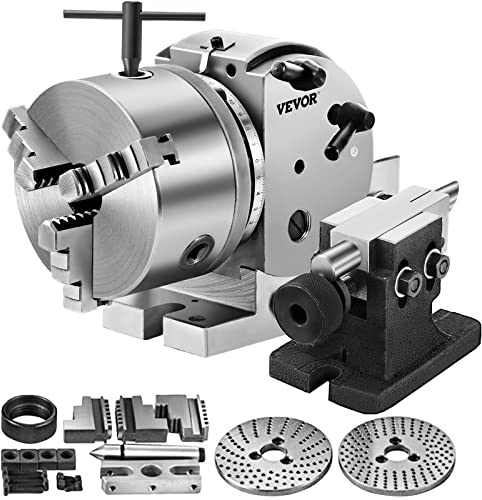 Vevor 5Inch 3 Jaw Chuck Dividing Head Set Precision Semi Universal Dividing Head for Milling Machine Rotary Table Tailstock Milling Set