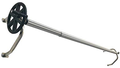 International Pool Protection Enrollador en Acero INOX para Mantas de Burbujas Extensible. para Piscinas de hasta 5.50 Metros de Ancho con Tubo de 102mm de Ø con Soporte de Pared