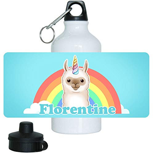 Eurofoto Trinkflasche mit Namen Florentine und Motiv mit Lama-Einhorn für Mädchen | Motiv-Trinkflasche | Kinder-Aluflasche