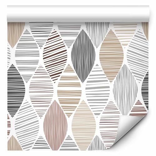 murando - Tapete selbstklebend 10m Wandtattoo dekorative Möbelfolie Dekorfolie Fotofolie Panel Wandaufkleber Wandposter Wandsticker - beige grau weiß geometrisch f-B-0208-j-a