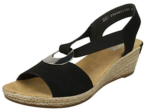 Rieker Alula Womens Wedge Heel Sandals 3.5 UK Schwarz
